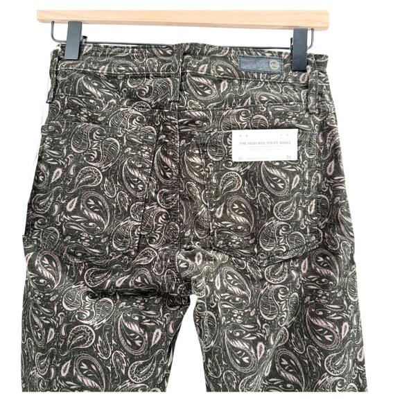 AG x Anthropologie Stevie Velvet Paisley Jeans 26 Ankle Slim High Rise Straight - Picture 10 of 14